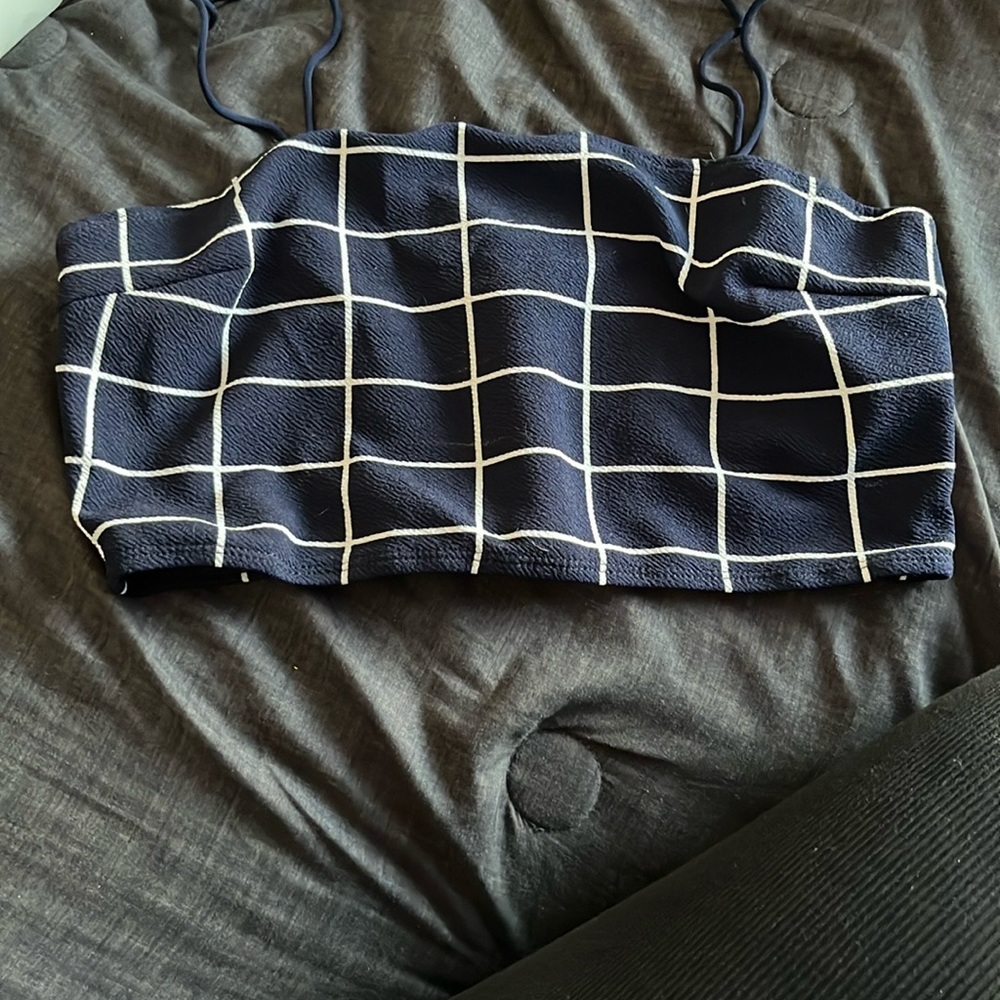 Dazie Blue Crop Fitted Pencil Top